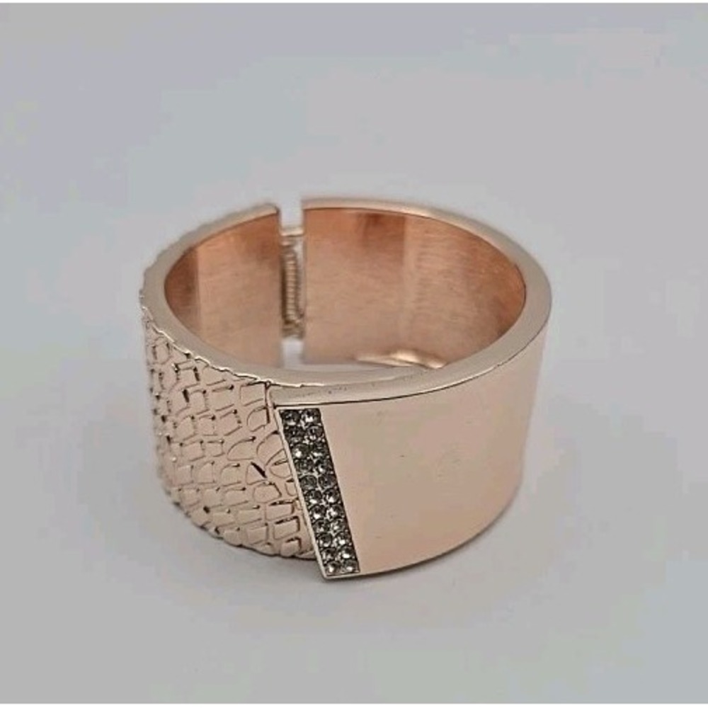 rose gold cuff Large bracelet with rhinestones
